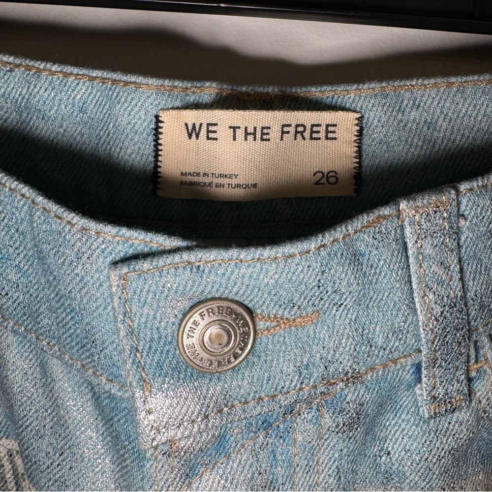 Free People We The Free Illusions Printed Relaxed Jeans in Sky Combo - Picture 15 of 16